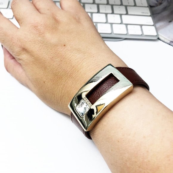 White House Black Market Jewelry - NEW White House Black Market Brown Leather Cuff Bracelet